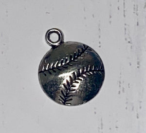 Baseball (Silver) - Pen Charm - Sugarfoot's Tiny Shinys, LLC