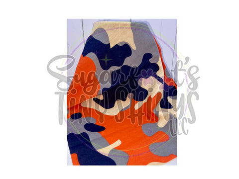 Blue/Orange/Grey Camo Fabric - Sugarfoot's Tiny Shinys, LLC